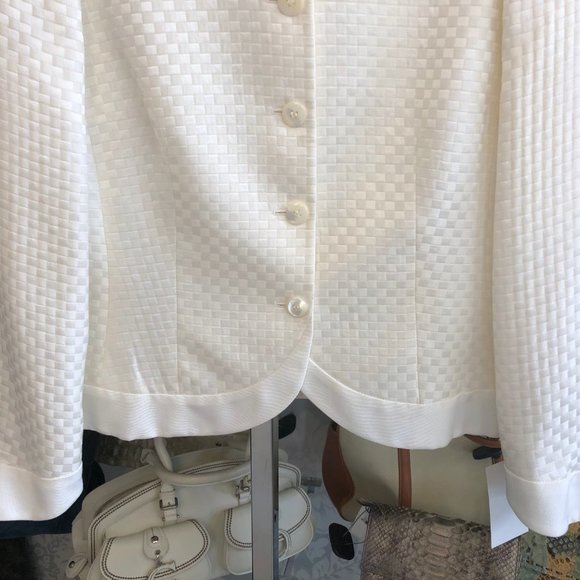 ARMANI COLLEZIONI Cream Cotton/Silk Blend Blazer - Picture 4 of 8